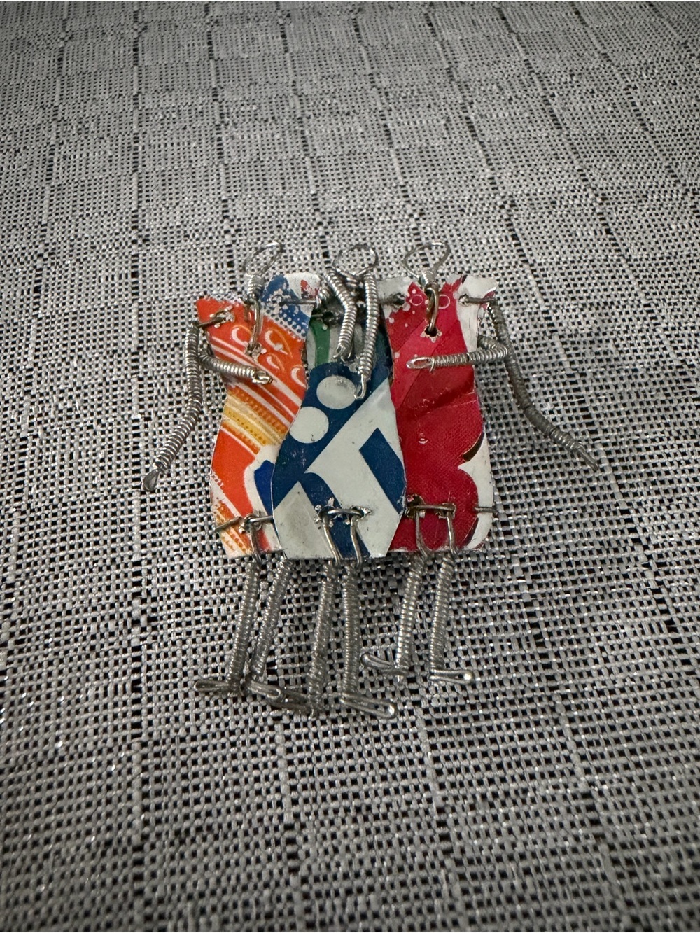 Vintage Colorful Recycled Metal Pin - Red, Blue, Orange Three Sisters - Picture 2 of 5